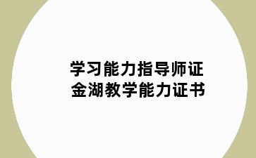 学习能力指导师证 金湖教学能力证书